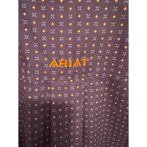 Ariat Mens Wrinkle-Free Long Sleeve Button-Up Shirt Purple M Western Work Cowboy - Picture 9 of 12